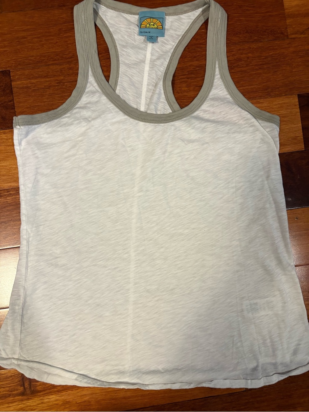 C&C California White Tank with Gray Trim Racerback